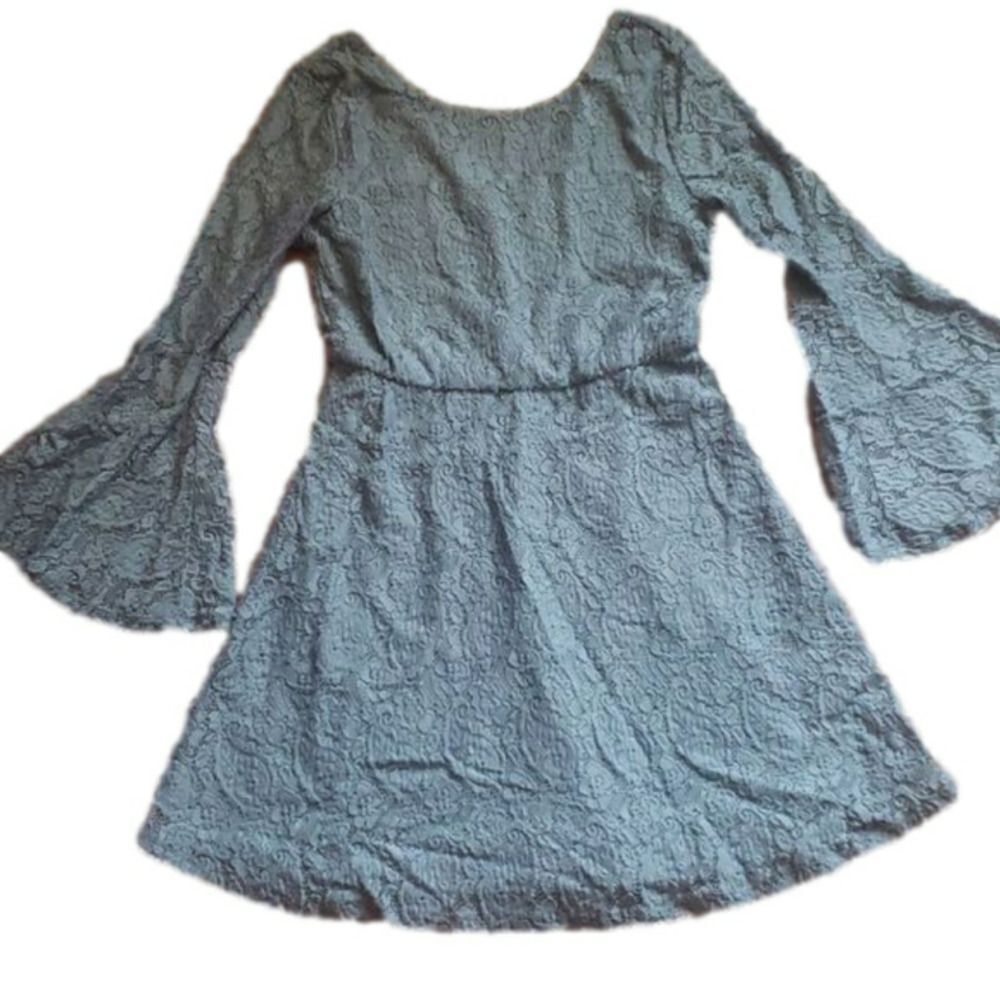 Rewind Muted Blue Long Sleeve Lace Dress‎ Size Medium